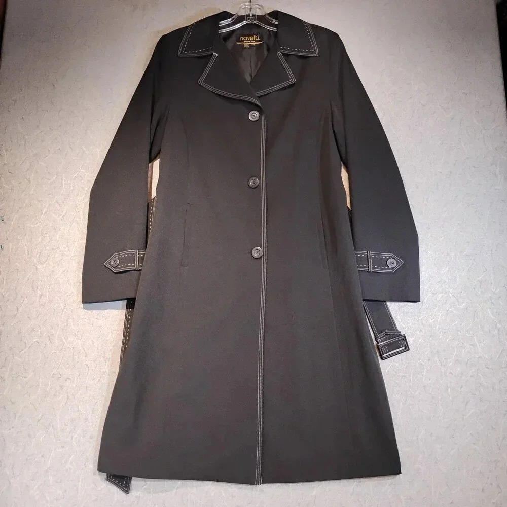 Novelti Adorable Junior NWOT Women's Black Full  Length Trench Coat in Size 7/8 - Picture 2 of 12